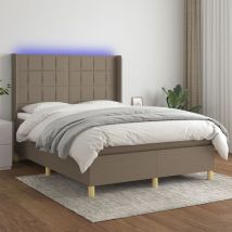 Boxspringbett mit Matratze & led Taupe 140x190 cm Stoff vidaXL