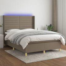 Boxspringbett Mit Matratze & Led Taupe 140x200 Cm Stoff Vidaxl