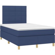 Boxspringbett mit Matratze & led Blau 120x200 cm Stoff vidaXL