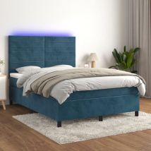 Boxspringbett Mit Matratze & Led Dunkelblau 140x200 Cm Samt Vidaxl