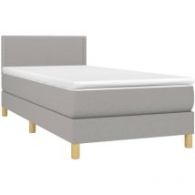 Jinlefu - Boxspringbett mit Matratze & led Hellgrau 90x200 cm Stoff vidaXL