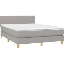 Boxspringbett Mit Matratze & Led Hellgrau 140x190 Cm Stoff Vidaxl