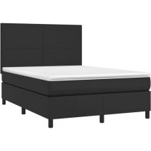 Boxspringbett mit Matratze & led Schwarz 140x190 cm Kunstleder vidaXL