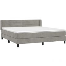 Jinlefu - Boxspringbett mit Matratze Hellgrau 180x200 cm Samt vidaXL