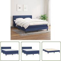 The Living Store Boxspringbett mit Matratze Blau 140x190 cm Stoff - Boxspringbett - Doppelbett - Schlafsystem - Bettenrahmen - Lattenrost