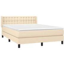 Boxspringbett mit Matratze Creme 140x190 cm Stoff vidaXL