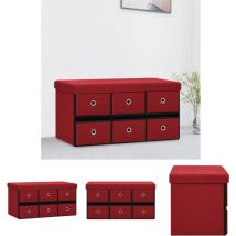 The Living Store Faltbare Sitzbank mit Stauraum Weinrot 76x38x38 cm Leinenoptik - Truhen- & Flurbänke - Rot