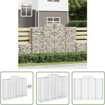 Kalisse - The Living Store Gabionen mit Hochbogen 7 Stk. 200x50x140/160cm Verzinktes Eisen - Gabionen - Gartenzaun - Gartendeko - Staketenzaun