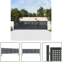 The Living Store Gartentor Anthrazit 400x125 cm Stahl - Gartentor - Metalltor - Stahltür - Zaun - Einfahrtstor