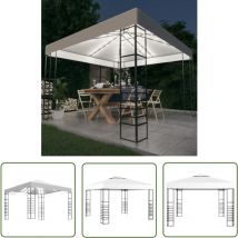 The Living Store Gartenzelt mit LED-Lichterkette 3x3 m Weiß - Pavillon - Gartenpavillon - Sommergarten - Festzelt - Markise