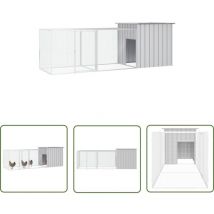 The Living Store Hühnerkäfig Grau 300x91x100 cm Verzinkter Stahl - Huhnendrahtzaun - Geflügelhaus - Hühnergehege - Vogelvoliere - Tierheim