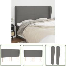 The Living Store Kopfteil mit Ohren Dunkelgrau 183x23x118/128 cm Stoff - Bettkopfteil - Kopfteil - Bettsofa - Wohnaccessoires - Wohnzimmer Dekoration