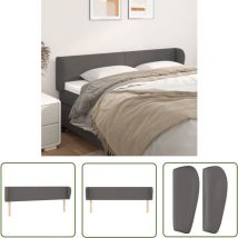 The Living Store Kopfteil Mit Ohren Grau 183x23x78/88 Cm Kunstleder - Bettkopfteil - Betthaupt - Kopfteil Grau - Kunstleder - Massivholzkörper