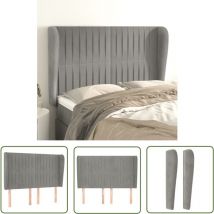 The Living Store Kopfteil mit Ohren Hellgrau 147x23x118/128 cm Samt - Bettkopfteil - Samtbett - Kopfteil Grau - Hochwertiges Kopfteil