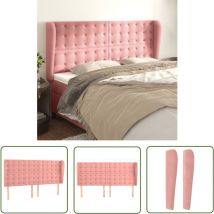 The Living Store Kopfteil mit Ohren Rosa 203x23x118/128 cm Samt - Bettkopfteil - Rosa - Samtpolsterung - Holzrahmen - Langlebiges Kopfteil