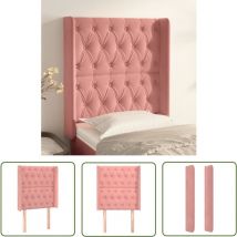 The Living Store Kopfteil Mit Ohren Rosa 83x16x118/128 Cm Samt - Bettkopfteil - Samtbett - Rosa Kopfteil - Hochlehner - Lesekissen