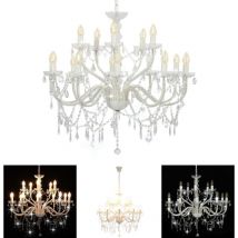 The Living Store Kronleuchter 2-lagig Weiß 15×E14-Glühbirnen - Kronleuchter