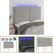 The Living Store led Kopfteil Hellgrau 144x5x118/128 cm Stoff - led Kopfteil - Bett-Kopfteil - Kopfteil - Nachttischlampe - Beleuchtung