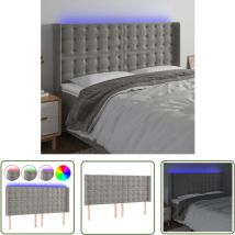 Jinlefu - The Living Store led Kopfteil Hellgrau 203x16x118/128 cm Samt - Samt Kopfteil - Bettkopfteil - led Beleuchtung - Lesekopfstütze - Himmelbett