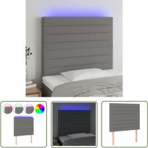 The Living Store led Kopfteil Dunkelgrau 100x5x118/128 cm Stoff - led Kopfteil - Bett-Kopfteil - Kopfteil - Nachttischlampe - Beleuchtung