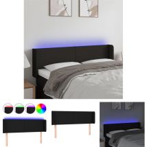 The Living Store led Kopfteil Schwarz 147x16x78/88 cm Stoff - Kopf- & Fußenden - Schwarz