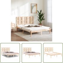 The Living Store Massivholzbett 120x190 cm - Holzbett - Kiefernholzbett - Doppelbett - Boxspringbetten - Bettgestell