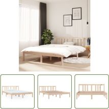 The Living Store Massivholzbett 140x190 cm - Holzbett - Massivholzbette - Kiefernbett - Doppelbett - Bettgestell