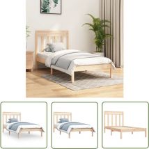 The Living Store Massivholzbett 90x190 cm - Holzbett - Kiefernholzbett - Massives Holzbett - Einzelbett - Bettrahmen
