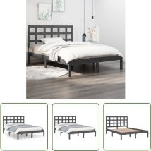 The Living Store Massivholzbett Grau 200x200 cm - Holzbett - Massivholzbette - Kiefernbett - Doppelbett - Boxspringbetten