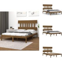 Massivholzbett Honigbraun 200x200 cm - Holzbett - Massivholzbette - Kiefernbett - Doppelbett - Bettgestell