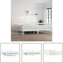 The Living Store Massivholzbett Kiefer 200x200 cm Weiß - Massivholzbette - Kiefernbett - Doppelbett - Weißes Bett - Bettgestell