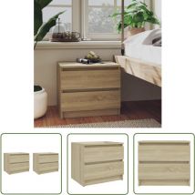 Maison Exclusive - The Living Store Nachttische 2 Stk. Sonoma-Eiche 50x39x43,5 cm Holzwerkstoff - Nachtleuchte - Nachttisch Set - Schreibtischlampe