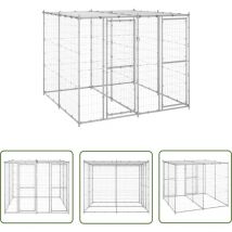 Maison Exclusive - The Living Store Outdoor-Hundezwinger mit Überdachung Verzinkter Stahl 4,84 m² - Outdoor Hundezwinger - Hundegarten - Hundehütte
