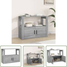 The Living Store Sideboard Grau Sonoma 80x30x60 cm Holzwerkstoff - Schreibtisch - Wohnzimmermöbel - Sideboard - Regal - Grau Sideboard