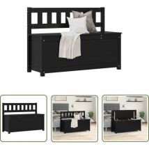 The Living Store Sitzbank Schwarz 110x41x76,5 cm Massivholz Kiefer - Holzbank - Kiefernholzbänke - Schwarze Bank - Sitzbank Mit Rückenlehne