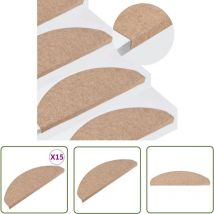 The Living Store Stufenmatten Selbstklebend 15 Stk. 65x22,5x3,5 cm Beige - Stufenmatte - Treppenmatte - Treppenläufer - Rutschfest - Beige
