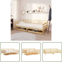 Kalisse - The Living Store Tagesbett mit Schubladen 90x200 cm Massivholz Kiefer - Holz Tagebett - Massivholzbette - Gästebett - Klappbett - Doppelbett