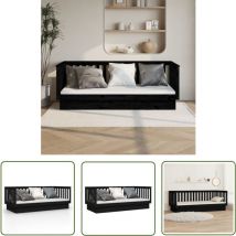 The Living Store Tagesbett Schwarz 100x200 cm Massivholz Kiefer - Tagesbett - Schlafsofa - Gästebett - Kiefernholz - Massives Holz