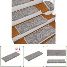 The Living Store Teppich-Treppenstufen 15 Stk. 65x21x4 cm Grau - Teppich Für Treppen - Treppenläufer - Trittsicherheit - Rutschfeste Matte