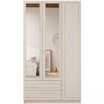 Evuhome - marie xl 3 Door 2 Drawer Mirrored Gold White Wardrobe