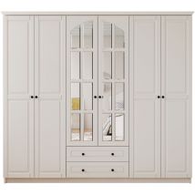 Maison xl 6 Door 2 Drawer Mirrored White Wardrobe