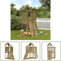 The Living Store Maisonnette de jeu avec mur d'escalade bois de pin imprégné - Maison De Jeu En Bois - Jouet Extérieur - Aire De Jeux - Jardin Enfant