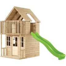 Maisonnette cabane loft avec toboggan bois fsc