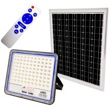 Faro solare led 400W o 800W con pannello, telecomando, sensore crepuscolare e IP66 per esterni - Maka