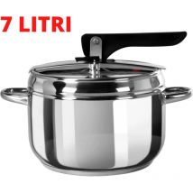 Pentola a Pressione Inox 5/7 Litri, Acciaio Inox a Induzione, Fondo Spesso 6mm, Perfetta per Cucina Veloce e Sicura, Facile da Usare e Pulire - 7L