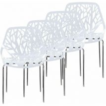 Makika - Chaise de Design Siège de Bureau - caluna Ensemble de 4 en Blanc