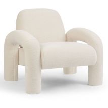 Loungesessel Einzelsofa Lia aus Bouclé in Weiß - Makika