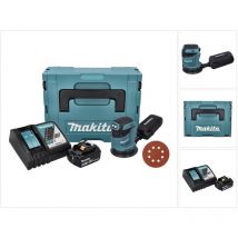 Dbo 180 RT1J Ponceuse excentrique sans fil 18 v - 125 mm + 1x Batterie 5,0 Ah + Chargeur + 50x Papiers abrasifs k 320 + Makpac - Makita