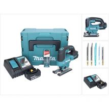 Makita DJV 184 RT1J Scie sauteuse sans fil 18 V Brushless + 1x batterie 5,0 Ah + chargeur + 5 pcs. set de lames de suture + Makpac
