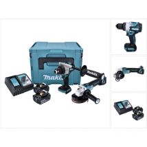 Makita DLX2430TJ Combo Kit : Perceuse-visseuse sans fil DDF486 + Meuleuse d'angle sans fil DGA504 + 2x Batteries 5,0 Ah + Chargeur + Coffret Makpac